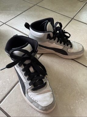 Puma Kids High-Top Sneakers in White and Black